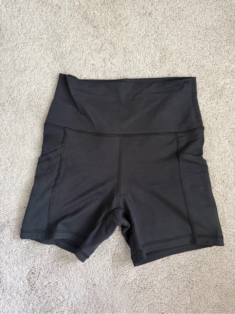 aerie High-Rise Black Athletic Shorts with Side Pockets